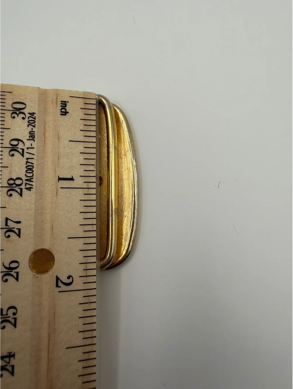 Vintage Gold-Tone Belt Buckle with Brown Oval Stone and Leaf Design, Approx. 3